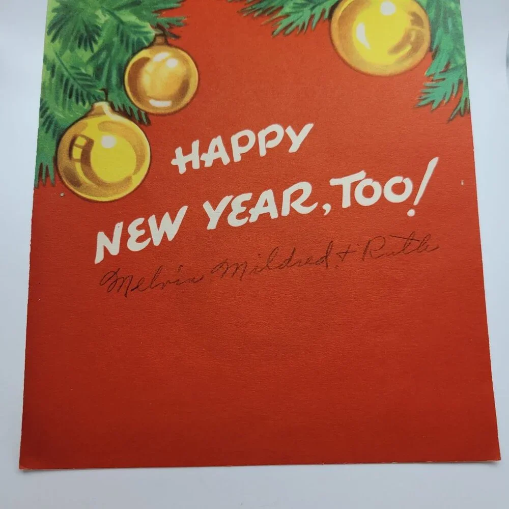 Vintage Holiday Humor Christmas Card With‎ Glitter Accents